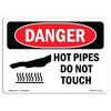 Signmission OSHA Danger Sign, Hot Pipes Do Not Touch, 18in X 12in Aluminum, 18" W, 12" H, Landscape OS-DS-A-1218-L-1362